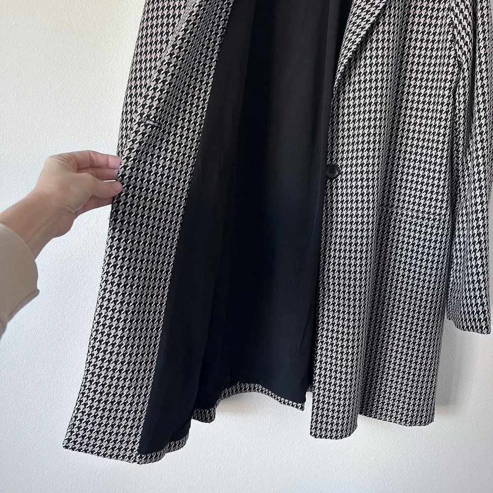 Sanctuary‎ Carly Coat Longline Blazer Jacket Saddle Houndstooth Oversized Size L - Picture 9 of 13